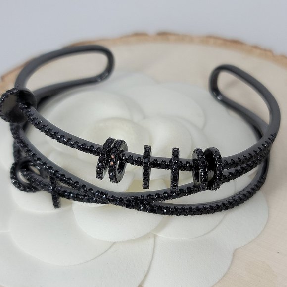 NEW Pave CZ Open Cuff Bangle Bracelet - Picture 4 of 12